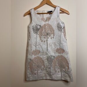 Gap kids ivory tapestry metallic gold silver floral dress size 10